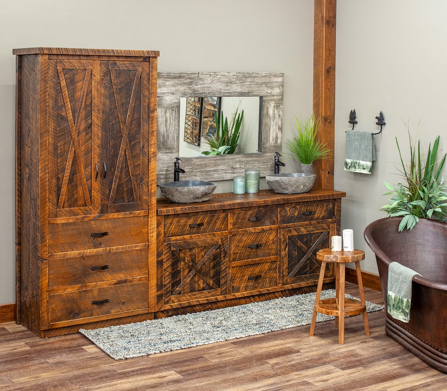 Reclaimed wood bathroom vanities
